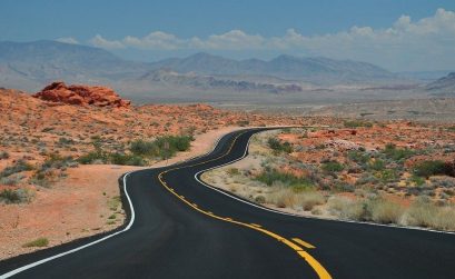 USA Road Trip highway through desert
